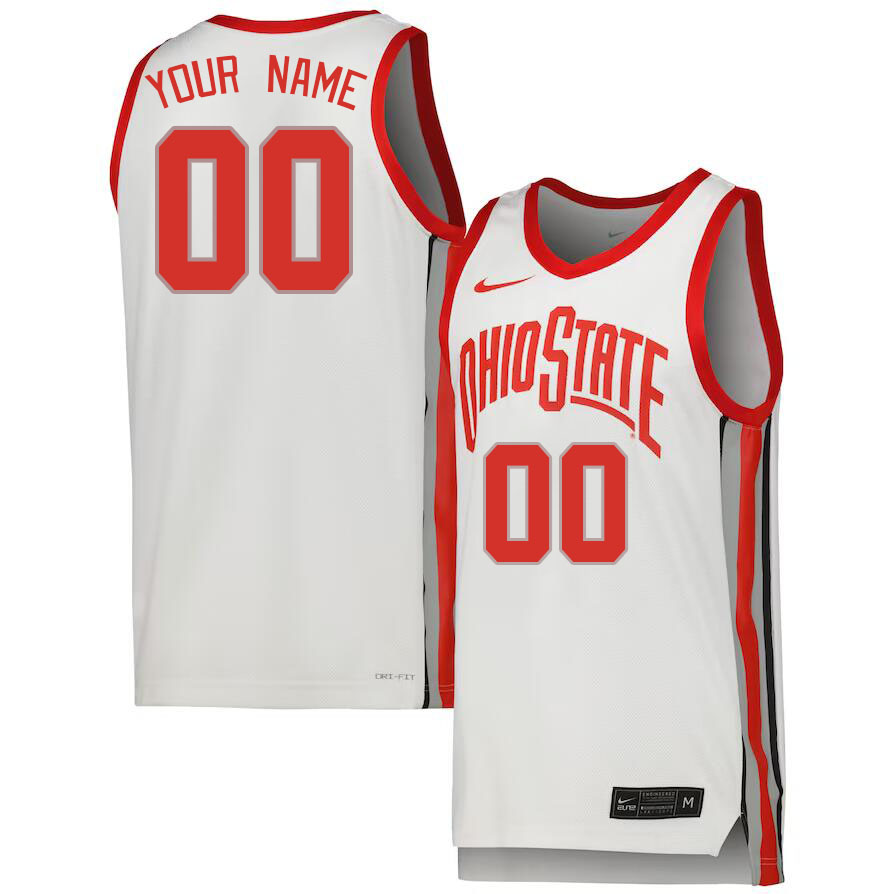 Custom Ohio State Buckeyes Name And Number College Basketball Jerseys Stitched-White - Click Image to Close